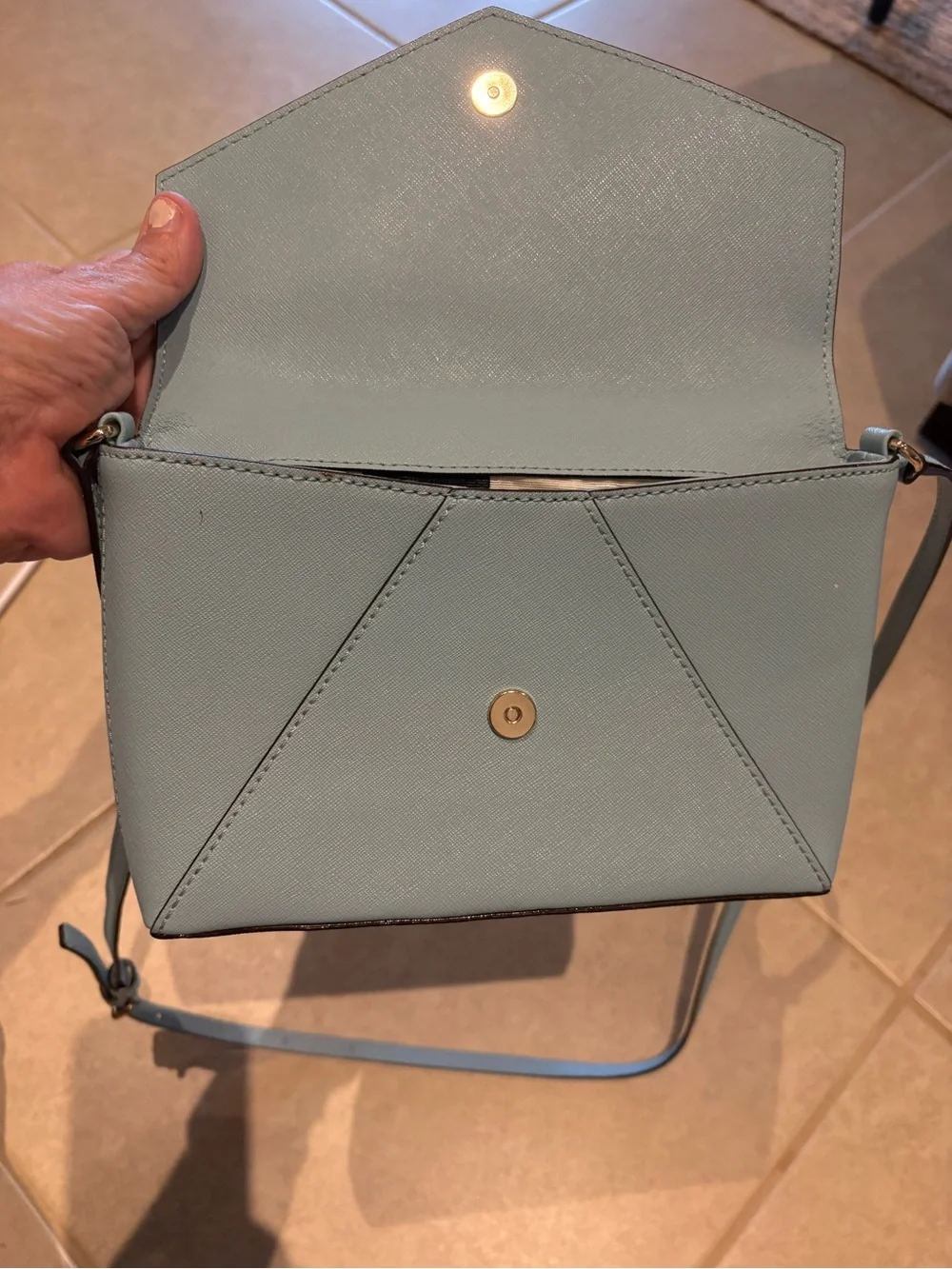 Kate Spade NY Cedar Street Monday envelope style leather crossbody bag blue
